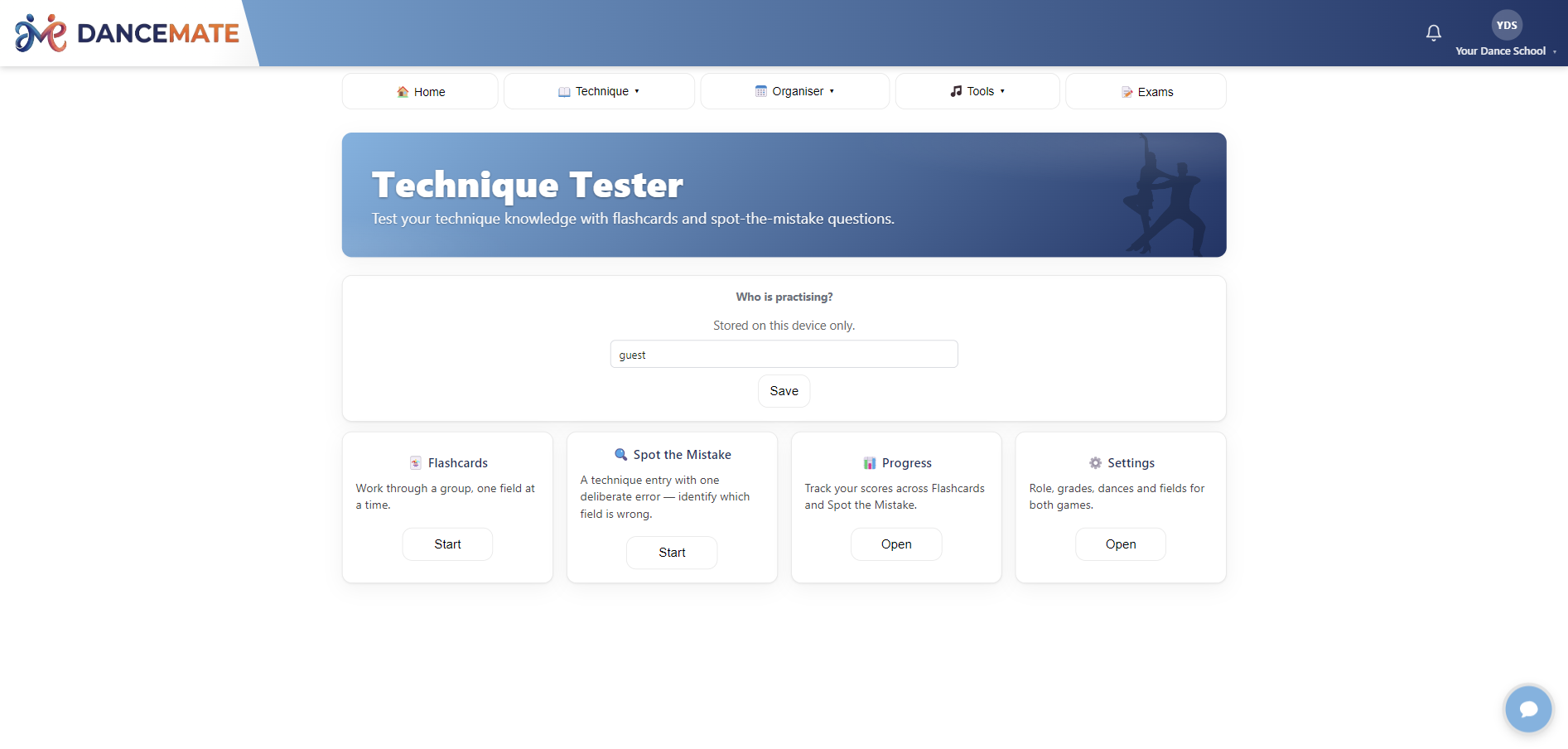 The DanceMate technique tester